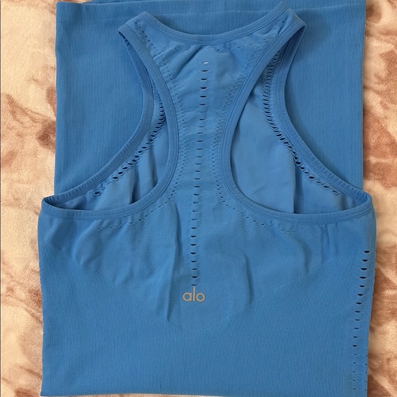 ALO Yoga Blue Sleeveless Halter Bodycon Mini Dress BNWT - Picture 4 of 7